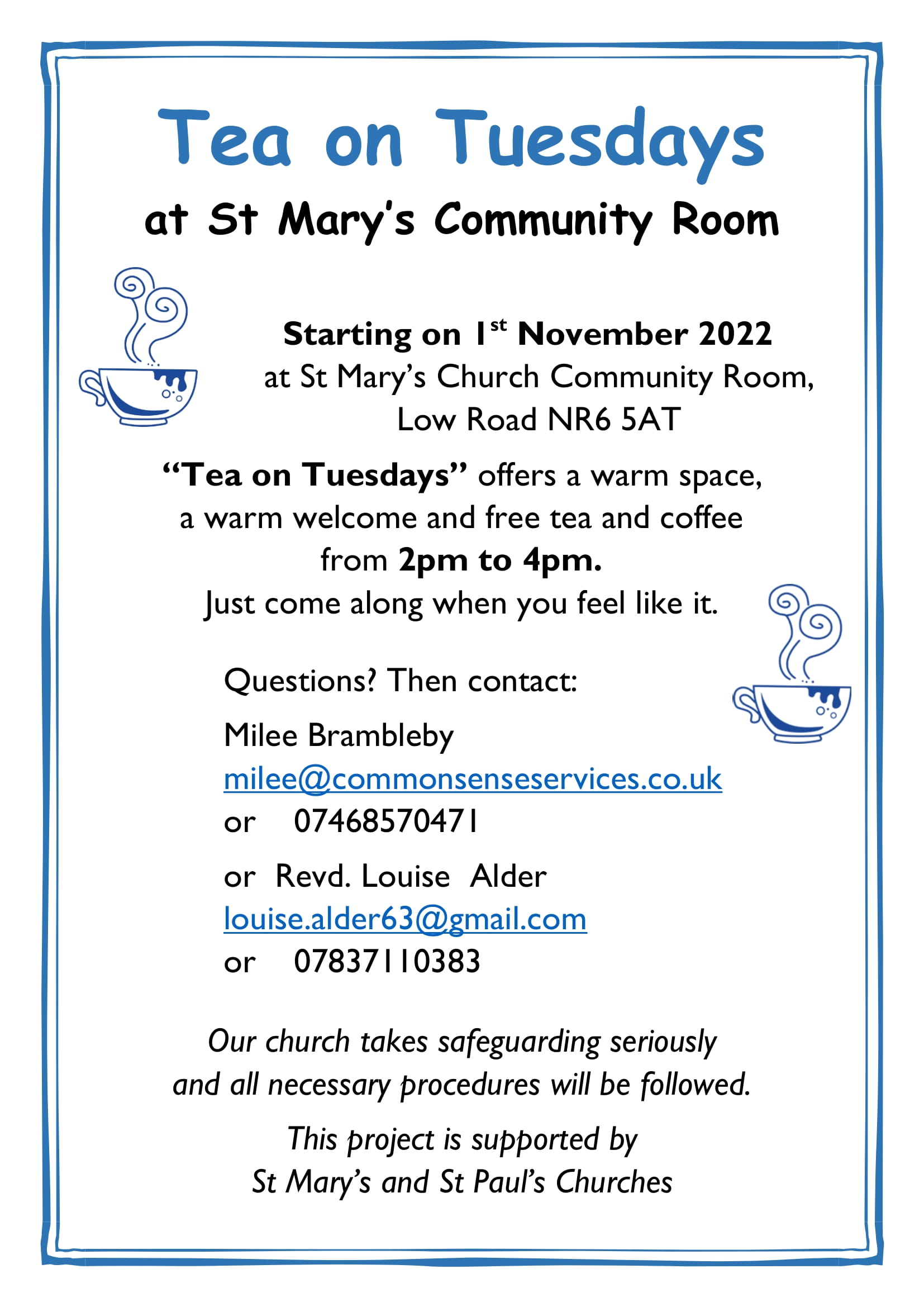 Tea On Tuesday Poster - St Mary's Church Hellesdon